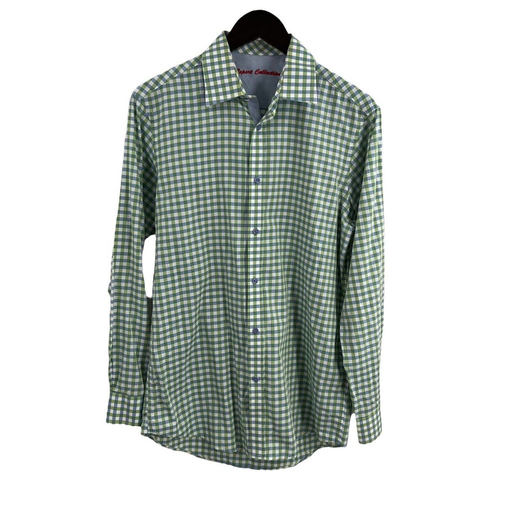 Report Collection Green Blue Check Long Sleeve‎ Shirt Size Small